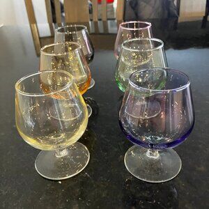 Vintage 1960's Multi-Color Iridescent Brandy Snifter Glasses – Set of 6